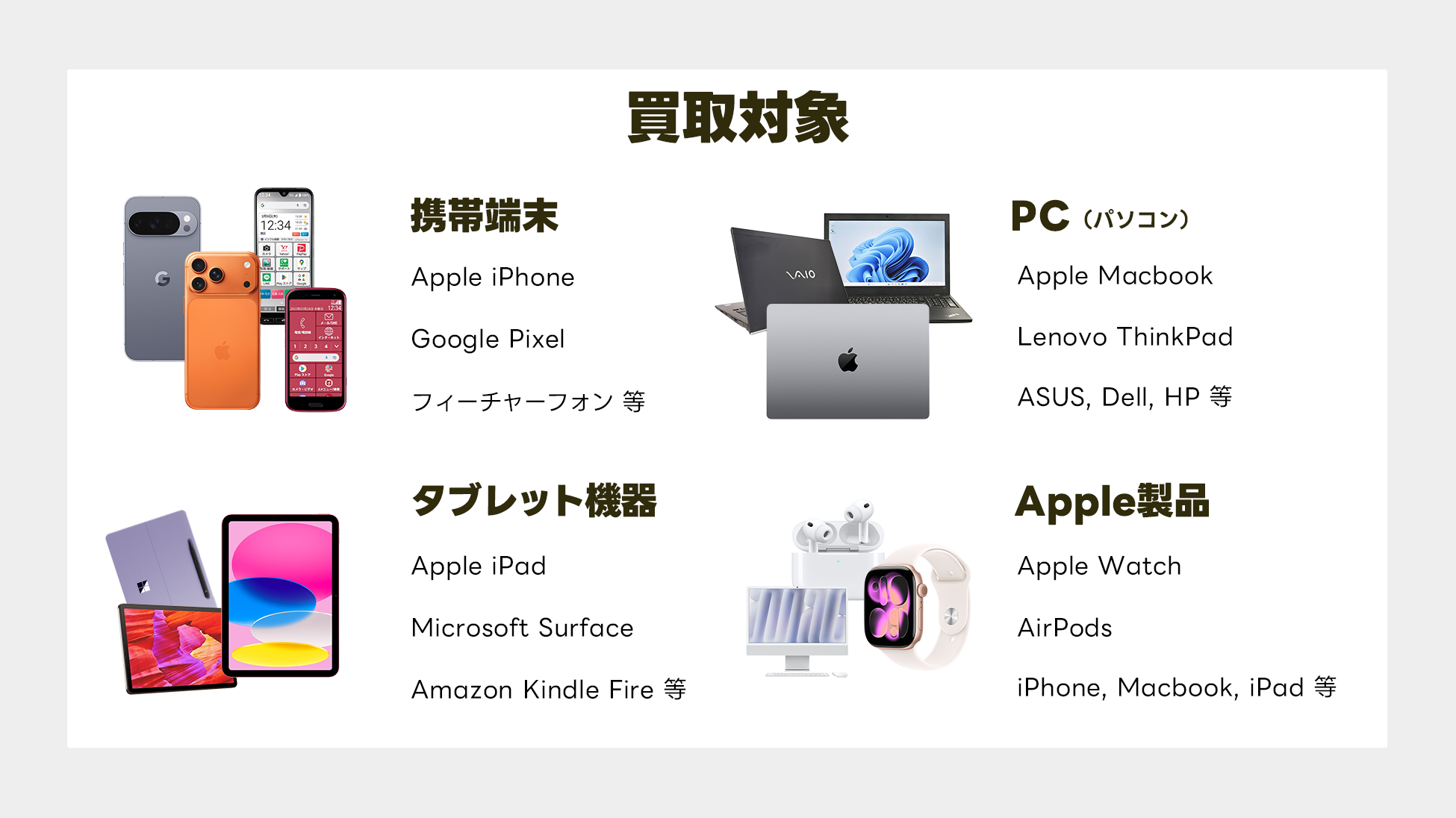 スマホ・PC・タブレット・Apple 製品の買取を開始! スマホ・PC・タブレット・Apple 製品の買取を開始!